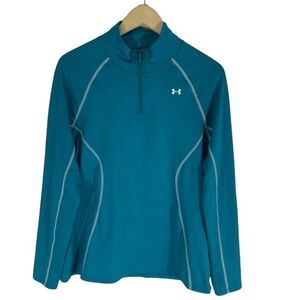 Under Armour 1/4 Zip Cold Gear Semi Fitted Women’s Pullover Turquoise Blue Large